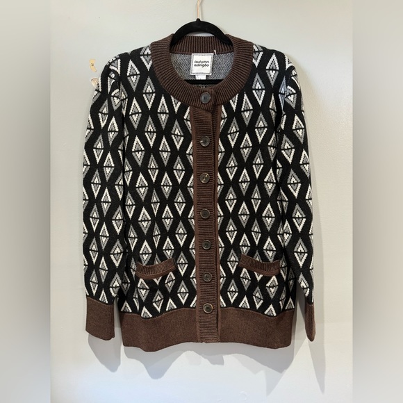 Autumn Adeigbo $525 NWT Brown Virgin Wool Button Up Sweater Odette Cardigan - Picture 2 of 7